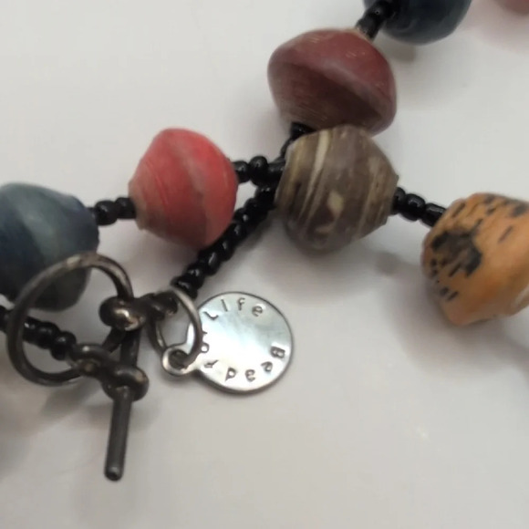 Colorful Ugandan Beaded 40" Necklace with Vibrant Eclectic Look - Picture 2 of 5